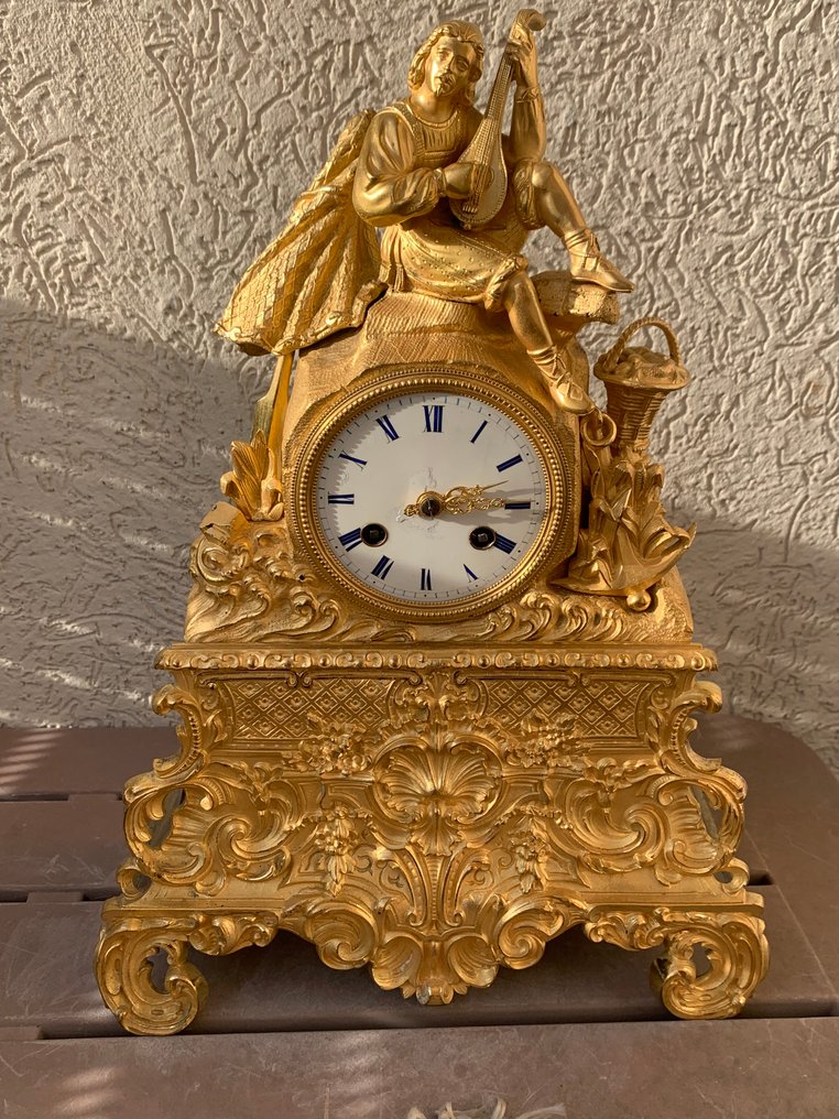 Relógio de lareira com figura - Antigo Bronze - 1800-1850 #1.0