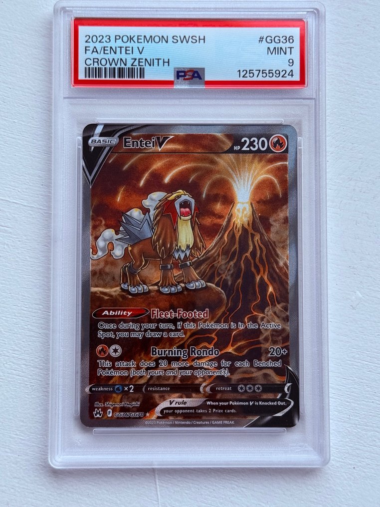 Pokémon Graded card - Entei GG36 压膜, 完整艺术 - PSA 9 - Sword & Shield #1.0
