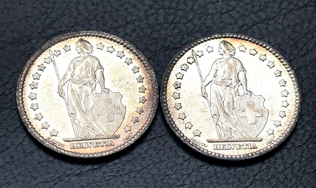 Switzerland. 1 Franc 2x 1914 & 1920 / Helvetia standing (No reserve price) #1.0