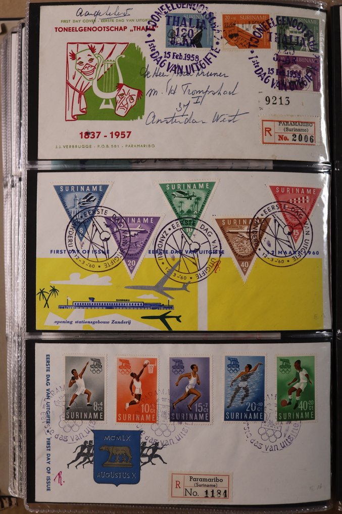 Suriname, Netherlands Antilles, Netherlands Guinea 1949/1977 - Collections of FDCs in standard DAVO ps III album #3.2