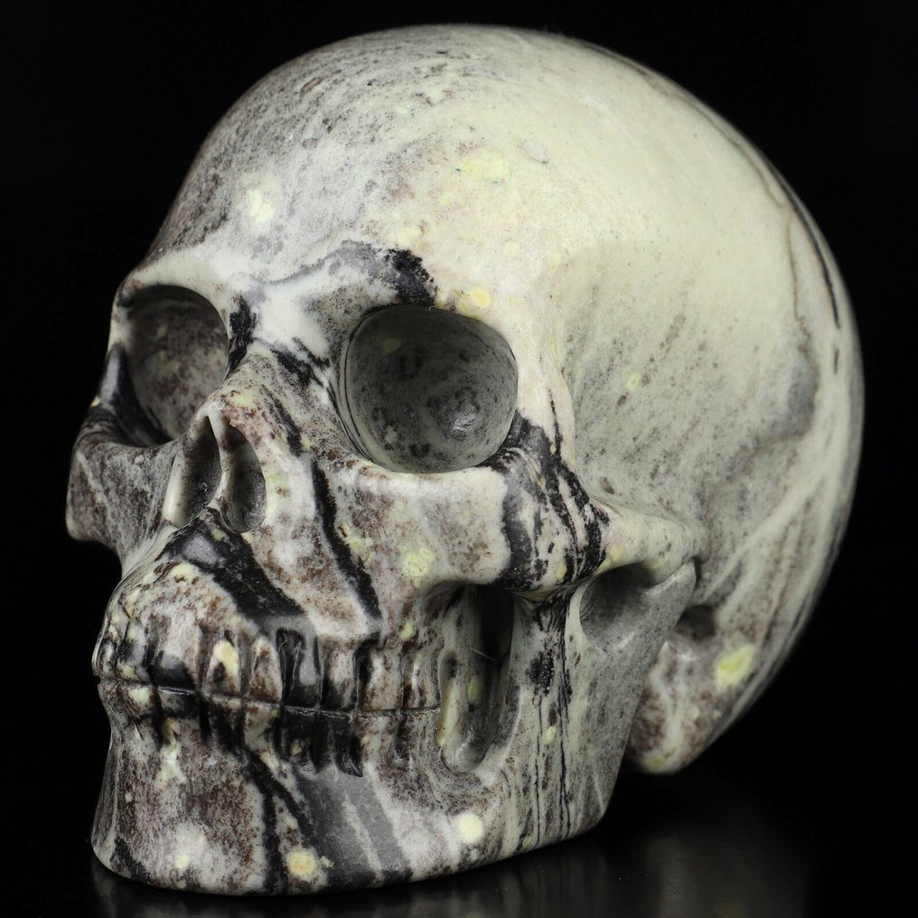 Jaspe 449 g 8.80 x 6.70 cm Red de telaraña mágica, red, vudú, BRUJERÍA, calavera de Jasper AA, Hexenstein- 449 g #1.0