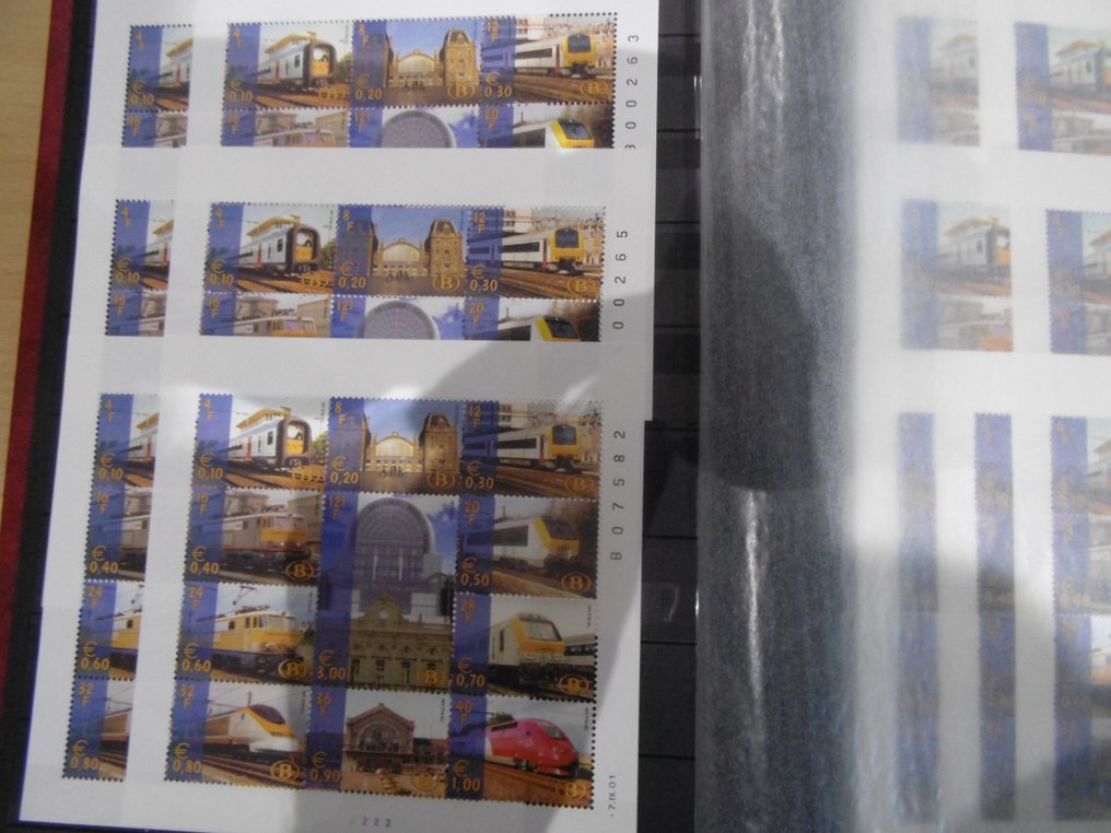 Belgien - Parti jernbanevignetter, de mest i flertal udenom 2 x Kuifje - sjældent tilbudt. #1.0