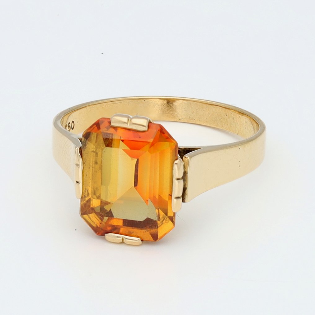 Bague - 18 carats Or jaune Saphir #1.0