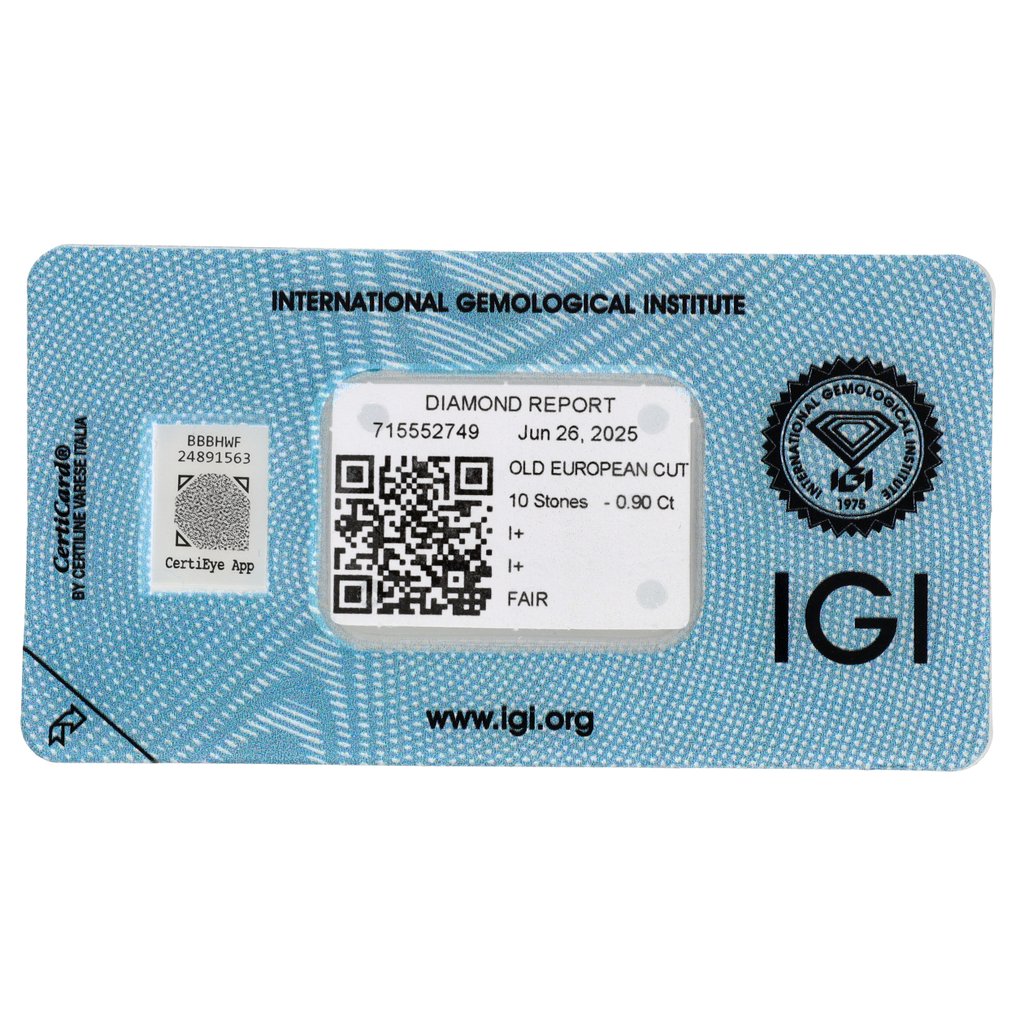 Ingen reservasjonspris - 10 pcs Diamant (Naturlig) - 0.90 ct - I - I1 - Det internasjonale gemologiske institutt (IGI) - Gammel europeisk kutt #2.1