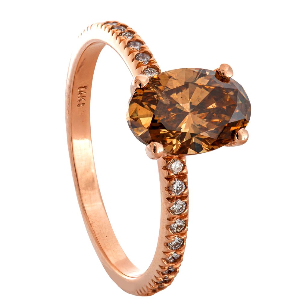 沒有保留價 - 戒指 - 14 克拉 玫瑰金 - 1.88ct. tw. 黃色 鉆石 (天然彩色) - 鉆石 #1.0