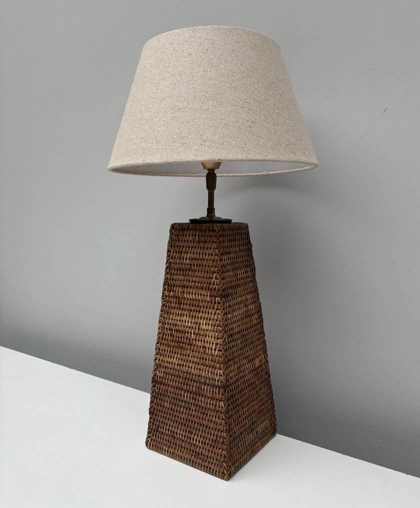 台灯 - 藤, 亚麻 - 奢华编织台灯 #4.3