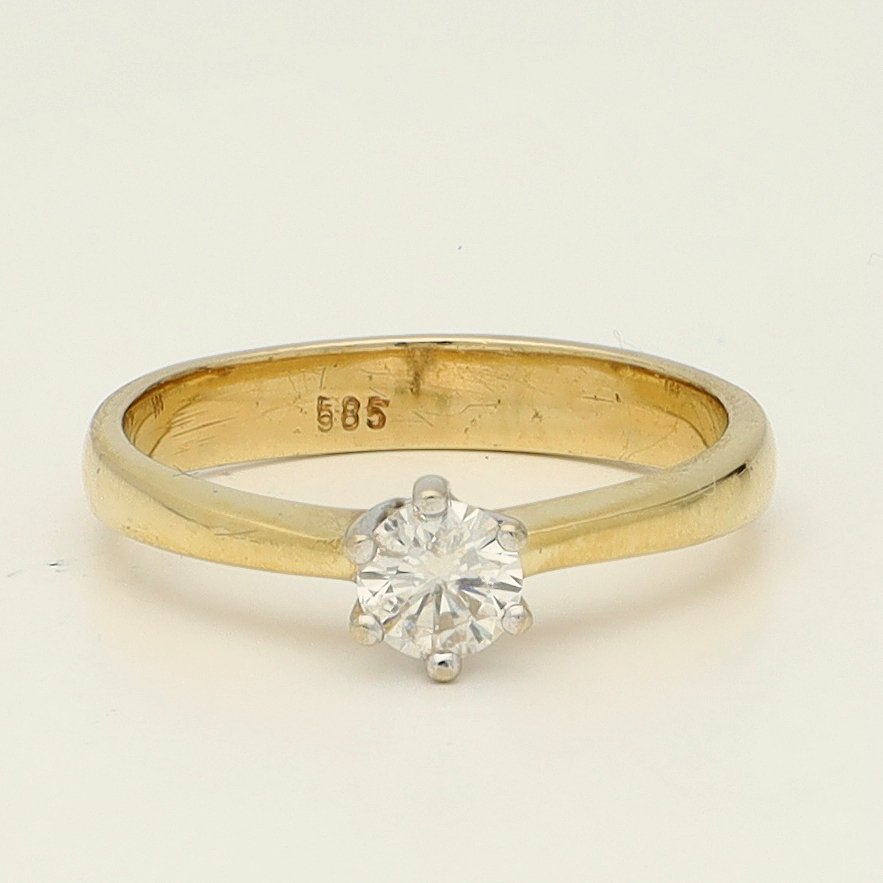 戒指 - 14 克拉 黃金 - 0.38ct. tw. 鉆石 (天然) #1.0