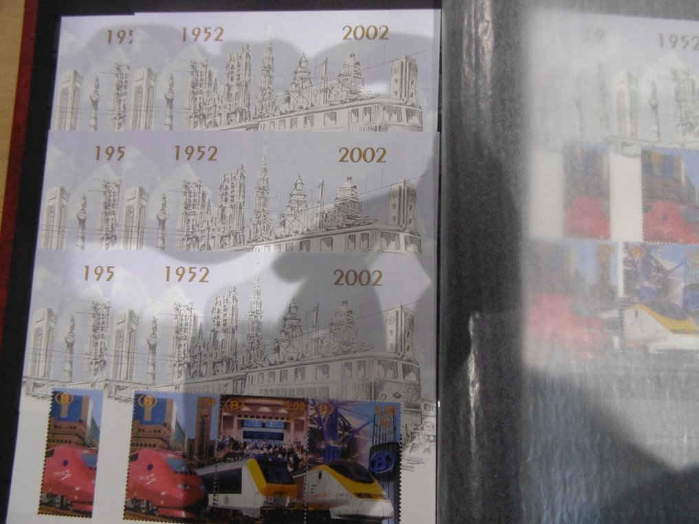 Belgien - Parti jernbanevignetter, de mest i flertal udenom 2 x Kuifje - sjældent tilbudt. #3.2