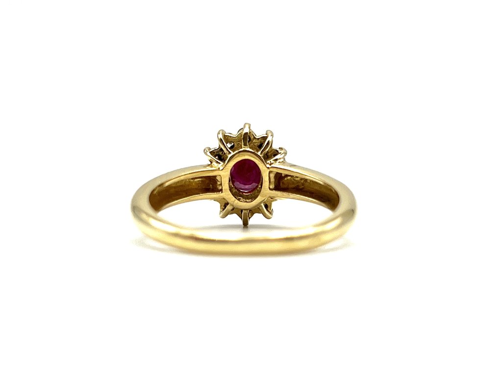 Zonder minimumprijs - Ring - 18 karaat Geel goud - 0.45ct. tw. Robijn - Diamant #2.1