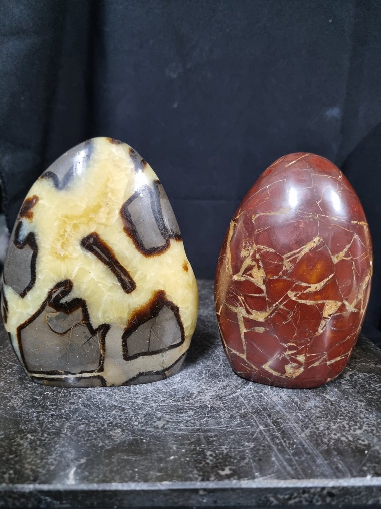 Set di 2 septaria, sculture di septaria - 12,5 - 11,8 cm Forma libera- 1650 g #1.0