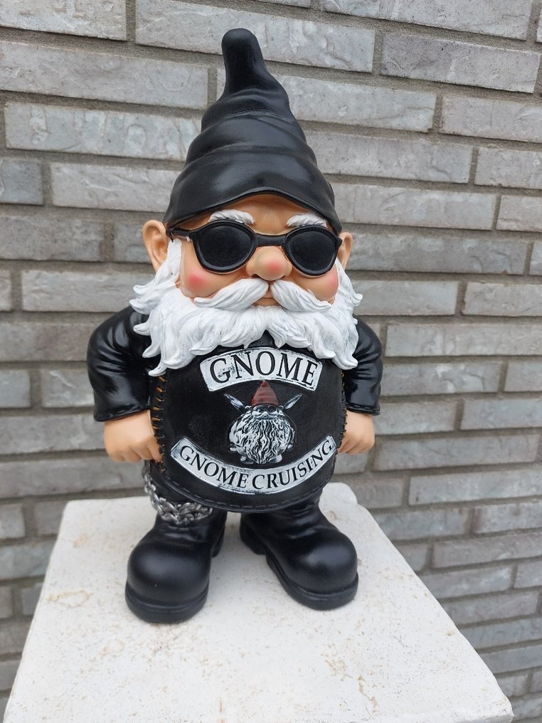塑像, biker gnome - 39 cm - polyresin #2.1