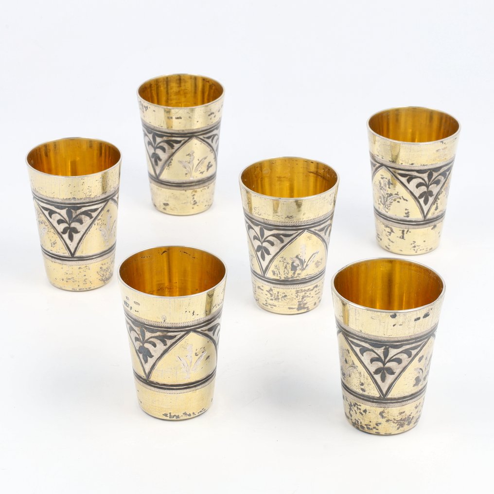 Sovjet Wodka cups - Tazza (6) - .875 (84 Zolotniki) argento #1.0