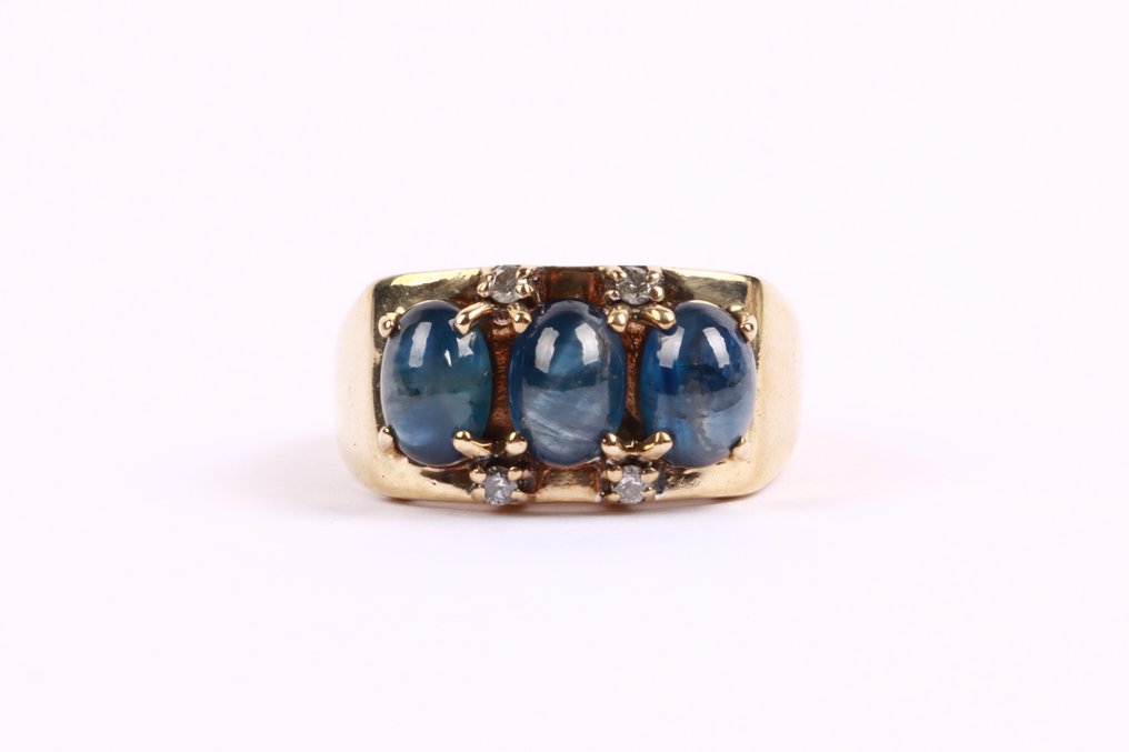 No reserve price - Ring - 9 kt. Yellow gold Sapphire - Diamond #1.0