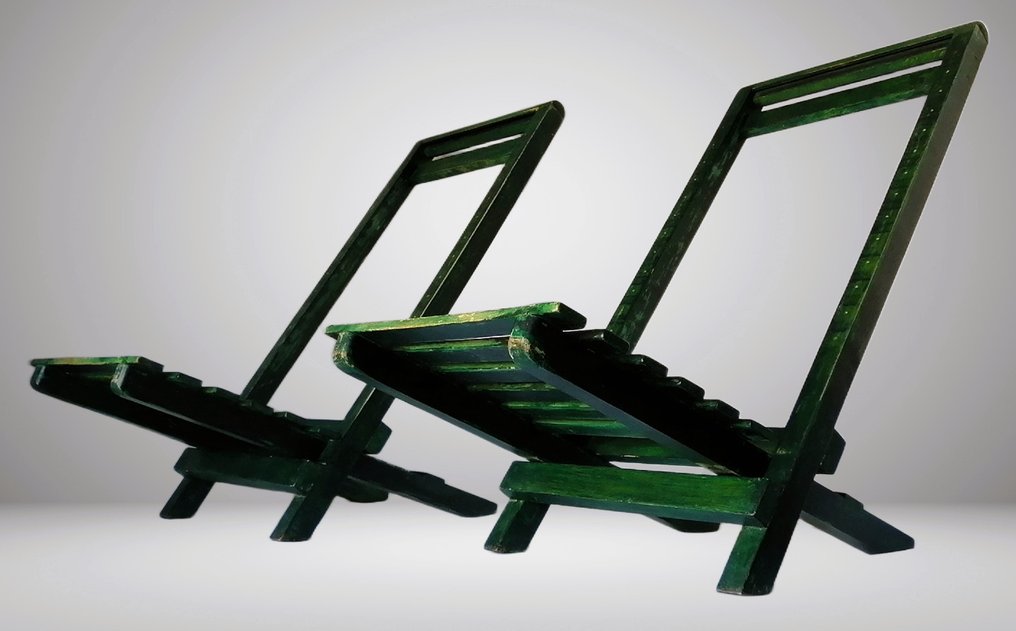 Set grote retrovoetensteun 73 cm - Verstelbaar + Opvouwbaar - Πτυσσόμενη καρέκλα (2) - Ξύλο #1.0