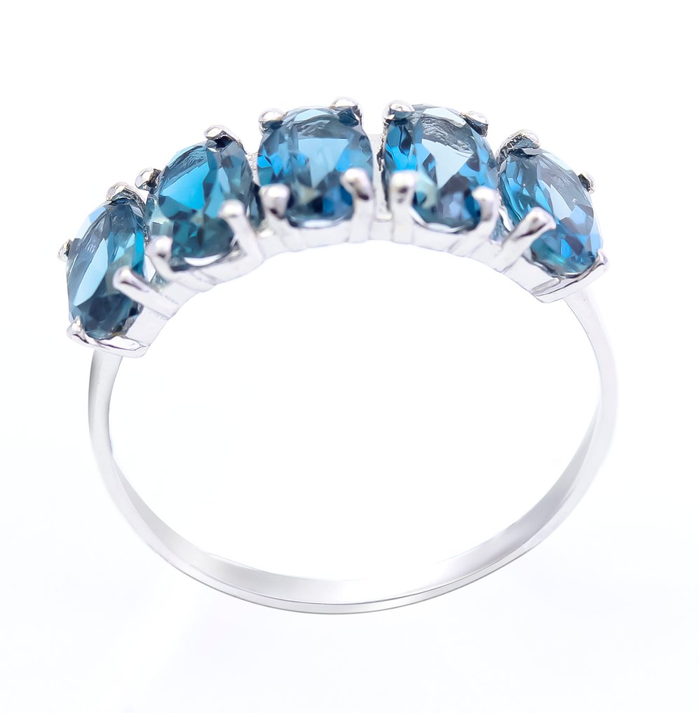 沒有保留價 - 戒指 - 14 克拉 白金 黃玉 - US-7 #3.2