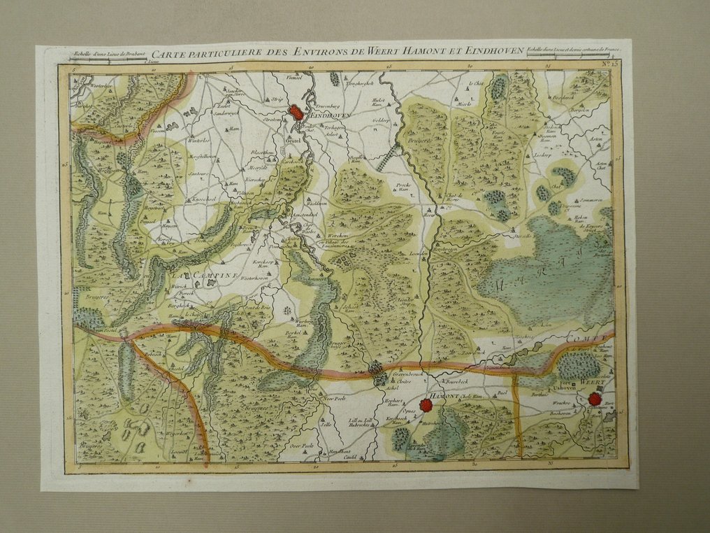 Holandia - Eindhoven / Weert / Hamont; G. Dheulland - Carte particuliere des Environs de Weert Hamont et Eindhoven - 1721-1750 #1.0