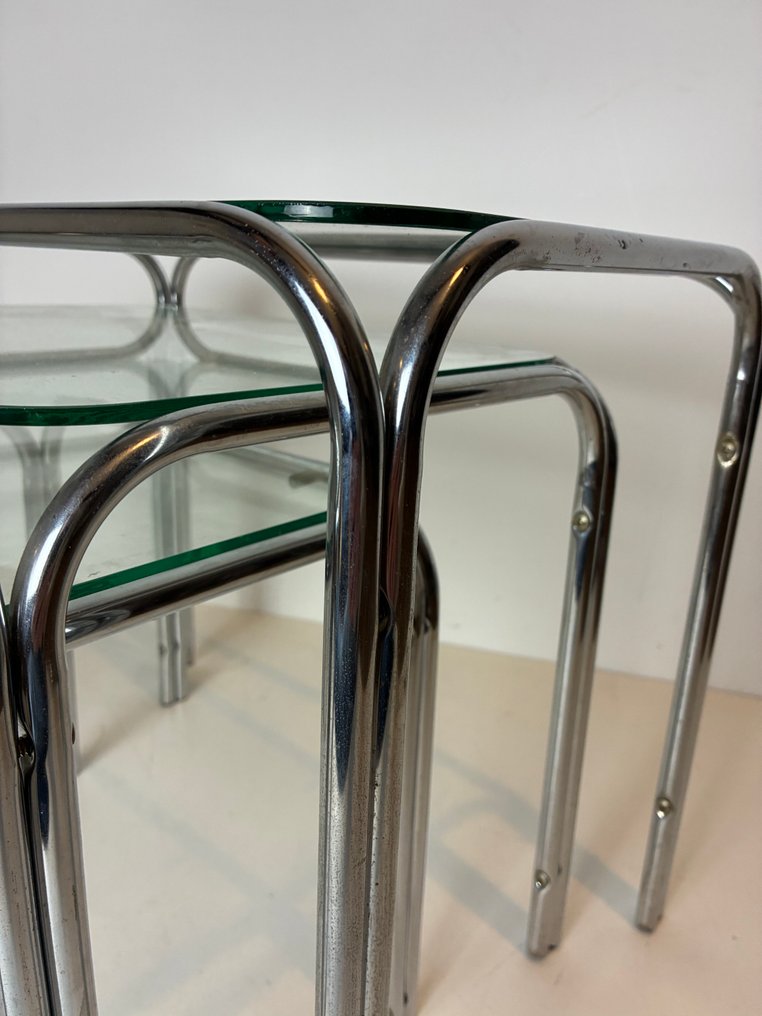 嵌套表 - 金属, 玻璃 - 三个边桌 #3.2