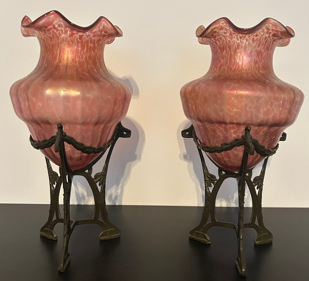 Loetz - Johann Loetz - Vaas (2) - Messing - Loetz papillon de keir #1.0