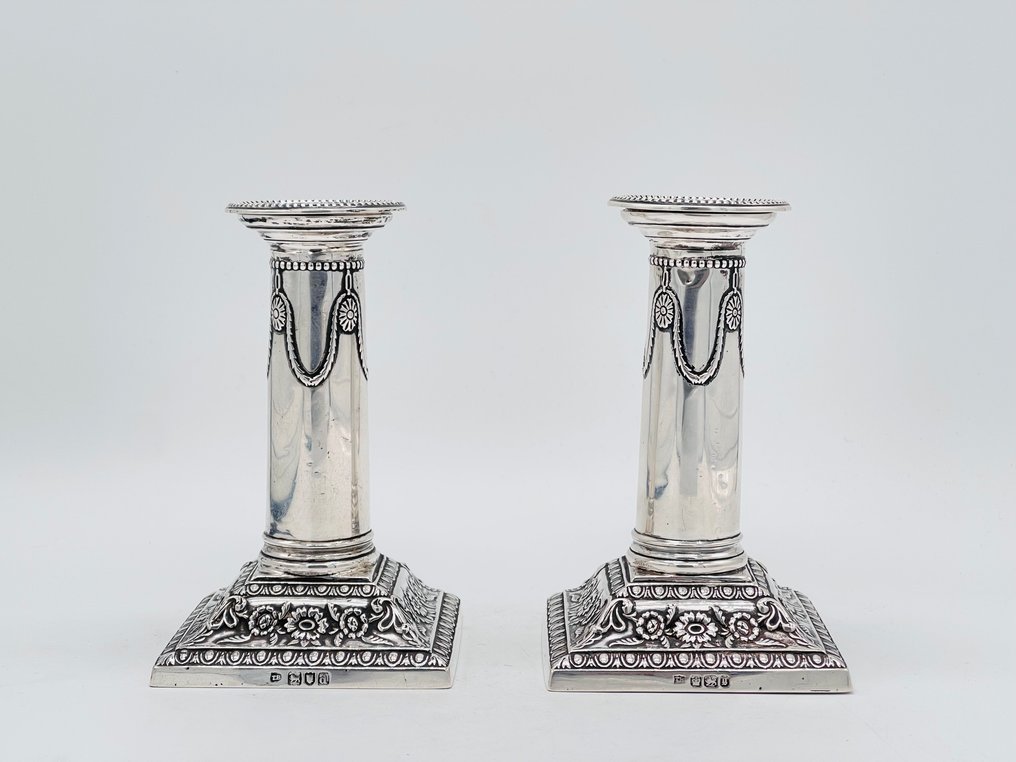 Thomas Bradbury & Sons - 燭台 (2) - .925 銀 - 柱状蜡烛图 #1.0