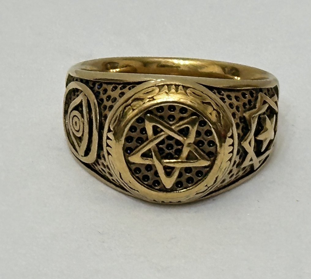 6个宗教戒指,带有拉丁十字架、David星、骷髅和魔法水晶。 - 戒指 - 低过敏性金属 #3.2