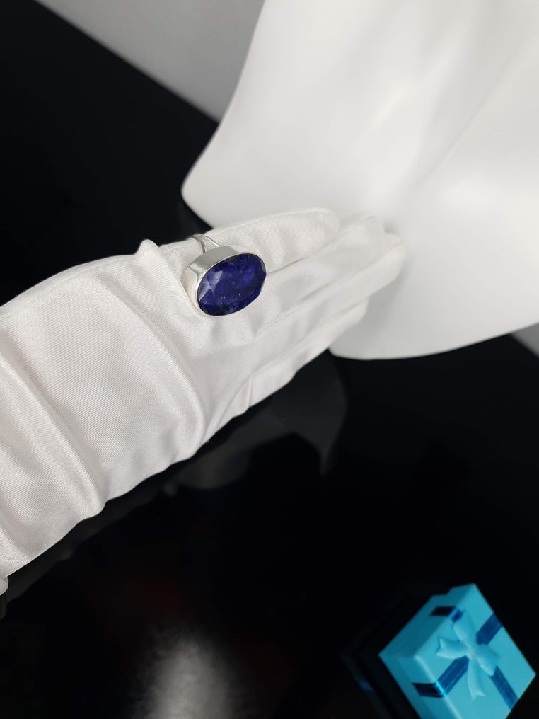 χωρίς τιμή ασφαλείας - Δαχτυλίδι Ασημί, Natural Safire Stone / Διάμετρος 18,5 mm #2.1