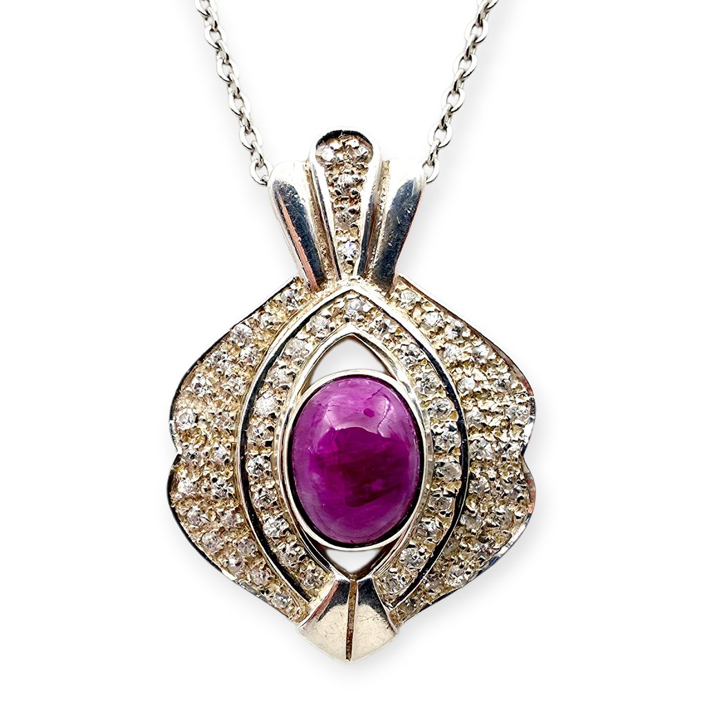 Sans prix de réserve - Collier avec pendentif Argent - Ruby (Certified) #1.0