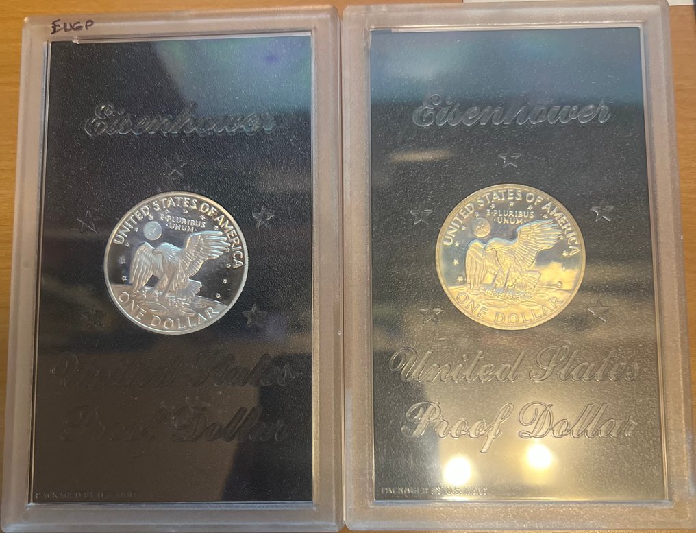 Verenigde Staten. 1 Dollar 1971-S & 1972-S Eisenhower (2 monete) Proof (Zonder minimumprijs) #1.0