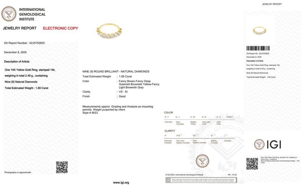 沒有保留價 - 戒指 - 14 克拉 黃金 -  1.69ct. tw. 鉆石 (天然彩色) #2.1