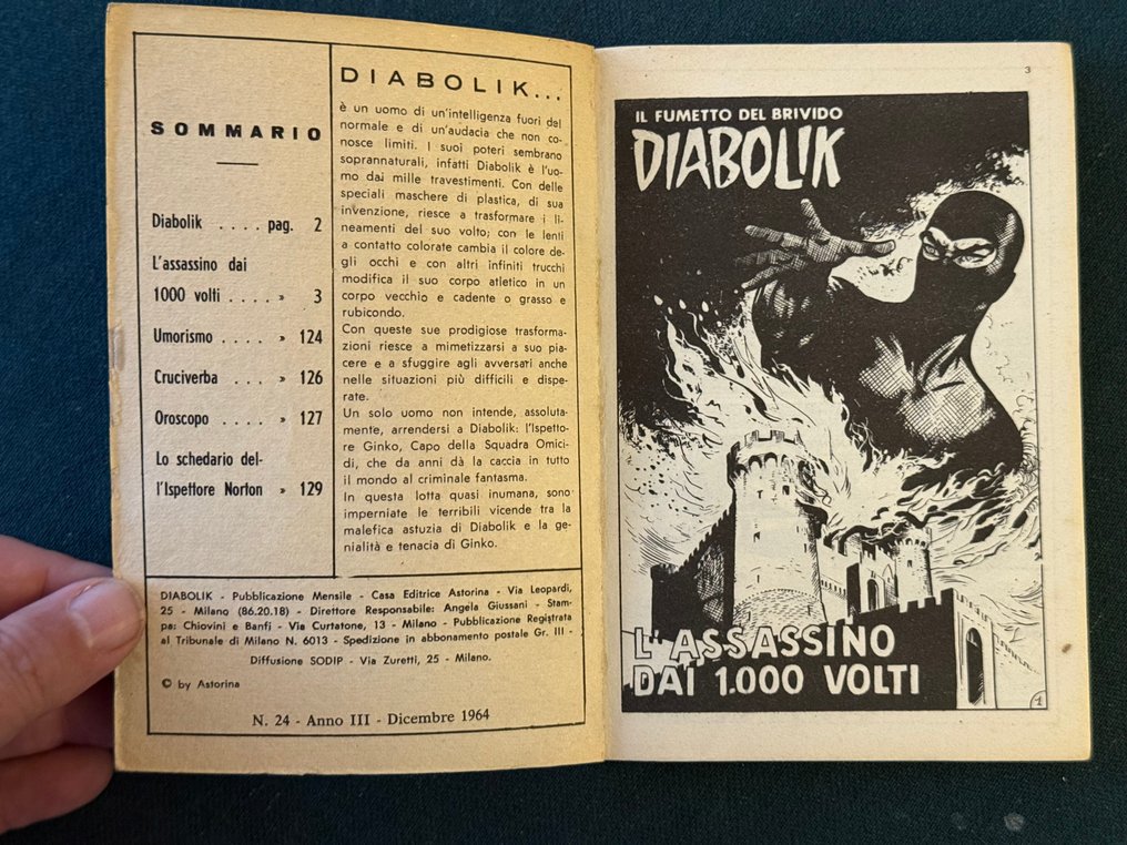 Diabolik 24 - diffusione Sodip - L'Assassino dai 1000 Volti - 1 Comic - First edition - 1964 #3.2
