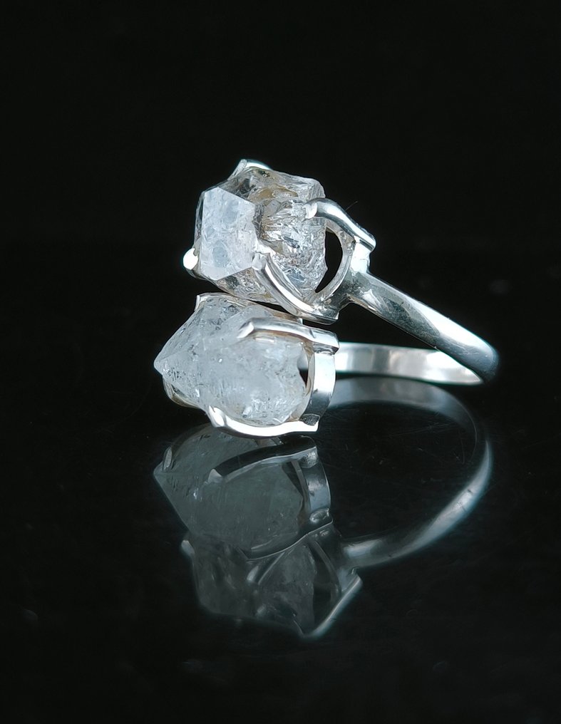 Prata - Anel de amuleto - Diamante de Herkimer #1.0