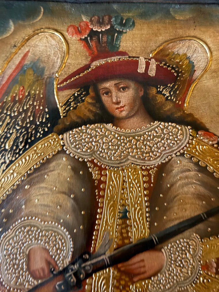 Cuzco school (Mid XX) - Archangel St Miguel with Archebus #4.3