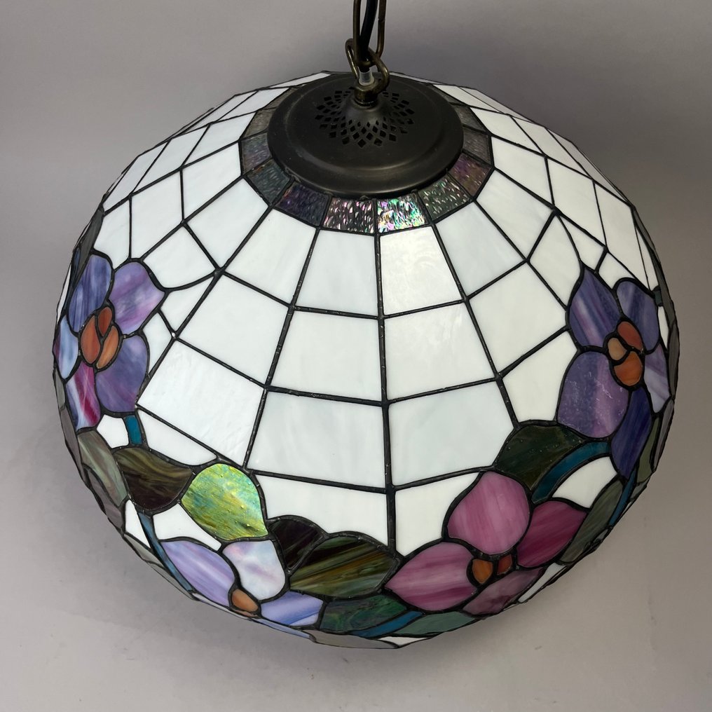 Hanging lamp - Tiffany style ceiling light - Design: Phabenopsis (49cm D) stained glass - Stained glass #2.1