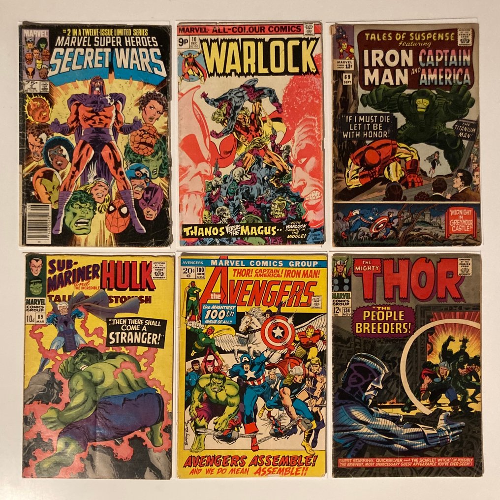 Marvel Various Titles #2 #10 #69 #89 #100 #134 - 1st app of In-Betweener, Titanium Man, High Evolutionary / Origin of Thanos & Gamora / Dr. Doom app - 6 Comic - First edition - 1963/1975 #1.0