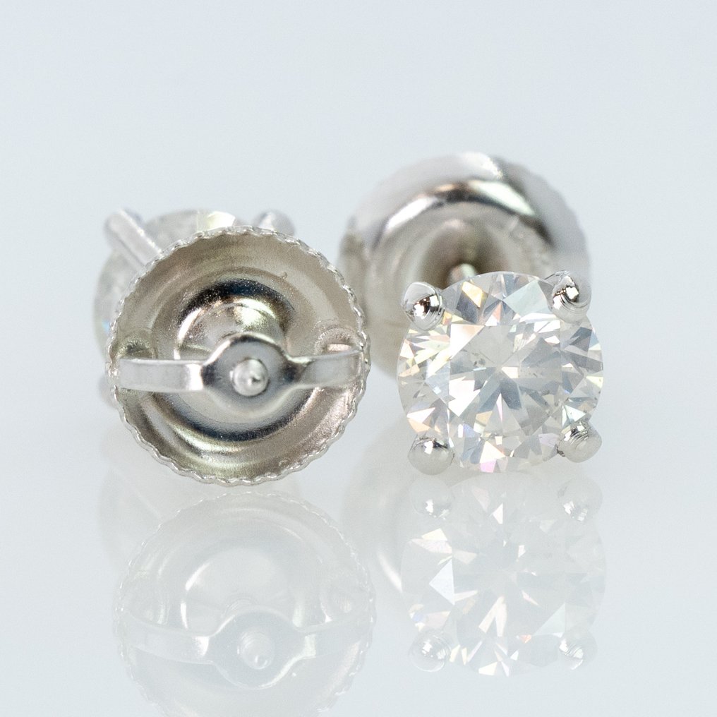 Nincs minimálár - Drop fülbevaló - 14 kt. Fehér arany - 1.03ct. tw. Gyémánt (Természetes) - GWLab #3.2