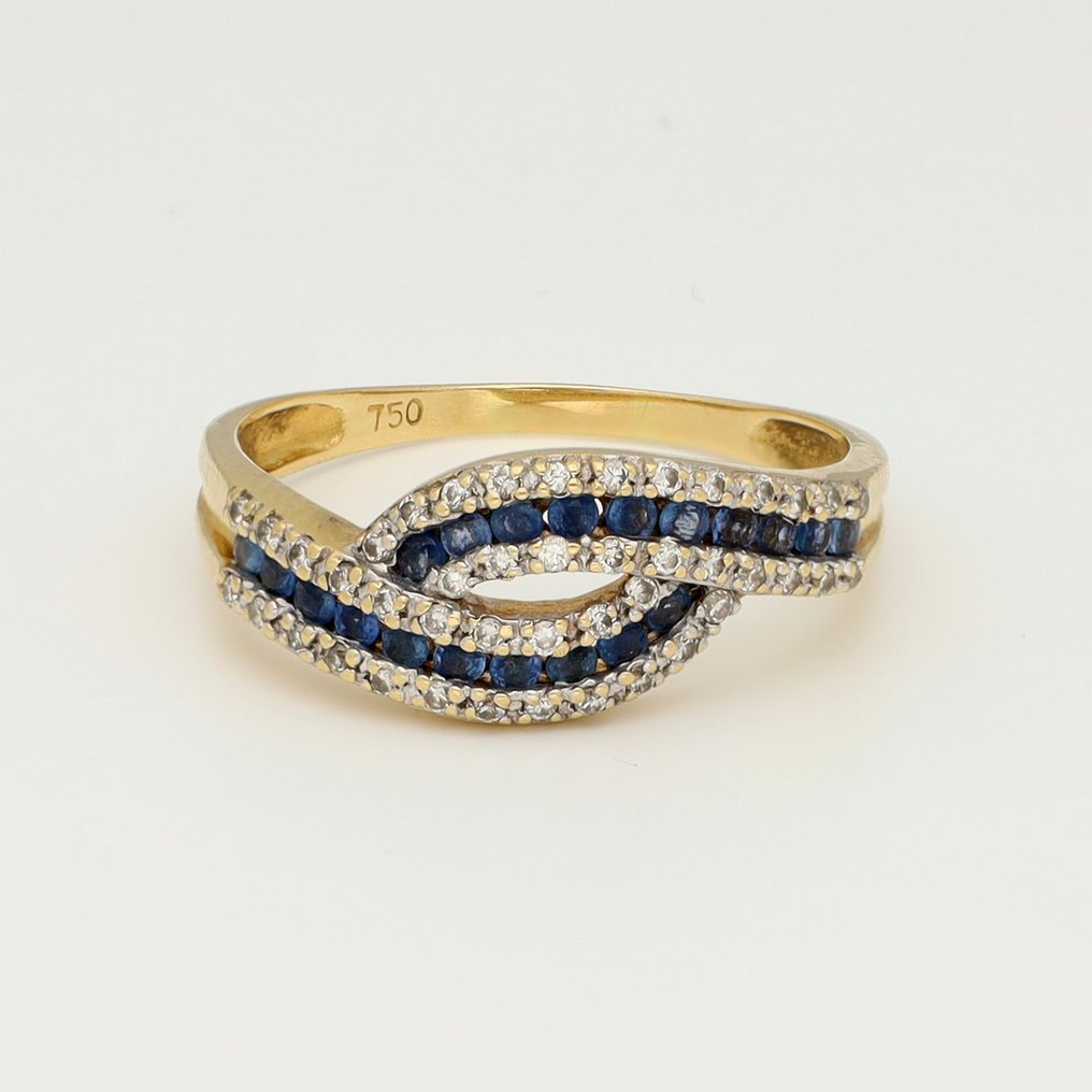 Bague - 18 carats Or blanc, Or jaune Diamant (Naturelle) - Saffier #1.0