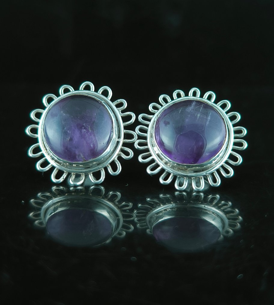Αμέθυστος - Ασημί - Σκουλαρίκια - Σκουλαρίκια από ασήμι υψηλής ποιότητας #2.1
