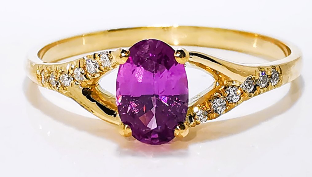 沒有保留價 - 戒指 - 14 克拉 黃金 -  0,63ct. tw. 藍寶石 - 鉆石 #3.2