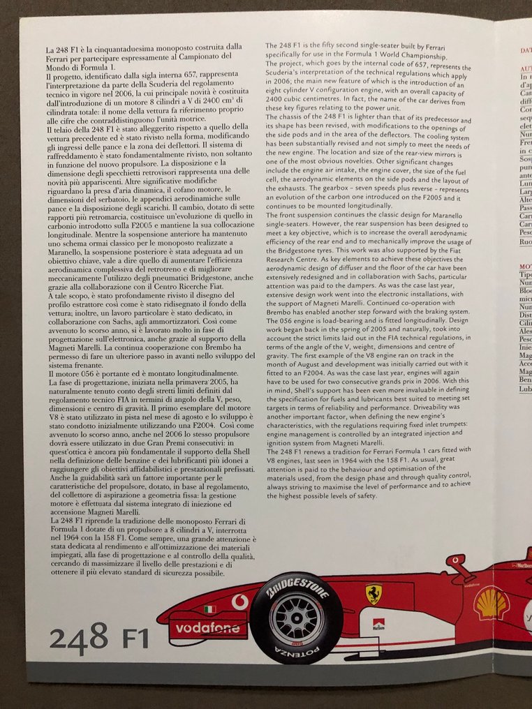 Ferrari - Formula Uno - Michael Schumacher - Felipe Massa - 2006 - Τεχνικό Φάκελο #4.3