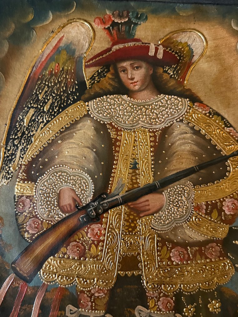 Cuzco school (Mid XX) - Archangel St Miguel with Archebus #1.0