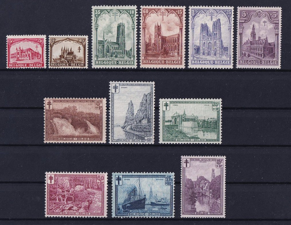 Belgium 1928/1932 - 5 series: Cathedrals, Expresse, Landscapes, BIT, and Piccard - POSTFRIS - OBP/COB 267/72, 292C/92G, 292H, 293/98, 305/07, 353/55 #1.0