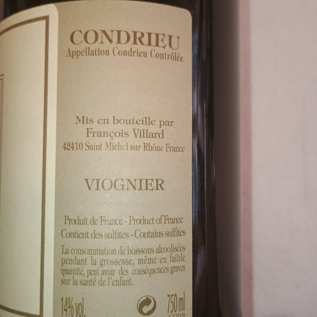 2019 Francois Villard, Condrieu, " les terrasses du Palat " - Cotes du Rhone - 1 Φιάλη (0,75L) #3.2
