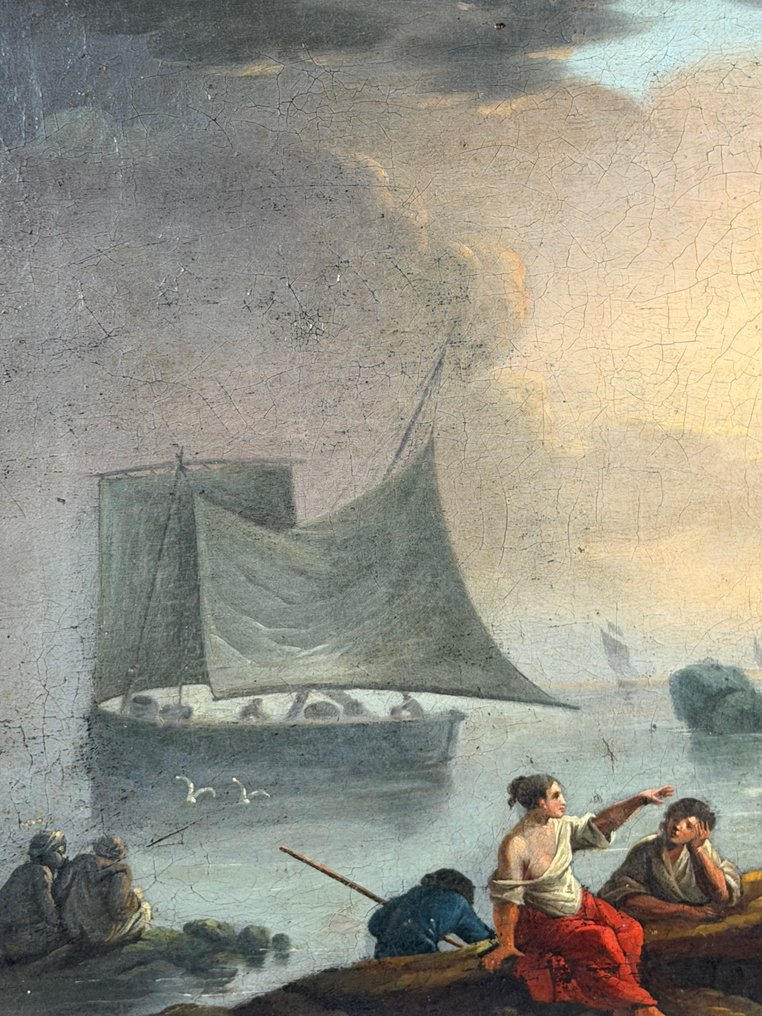 Claude-Joseph Vernet. Circle of. (1714-1789) - Classical Mediterranean harbour scene. #1.0