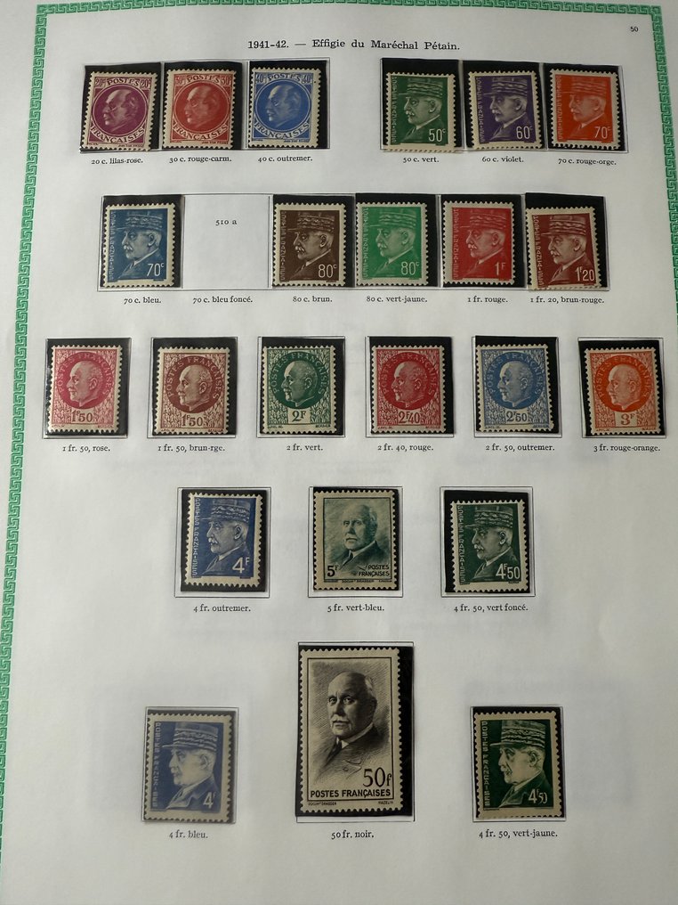 Francia - Collezione 'Anni 1940/1946' quasi completa, con la banda Pétain in nove ** e *. #4.3