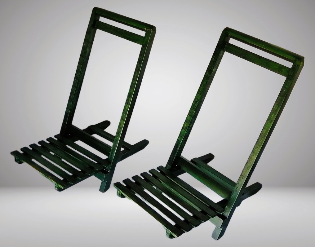 Set grote retrovoetensteun 73 cm - Verstelbaar + Opvouwbaar - Πτυσσόμενη καρέκλα (2) - Ξύλο #1.0