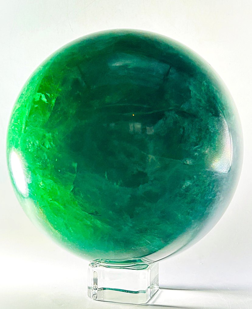 Ενισχυτής ενέργειας: Σφαίρα από σμαραγδένιο πράσινο φθορίτη. | 128mm | Γυαλιστερό εφέ- 3888 g - (1) #1.0
