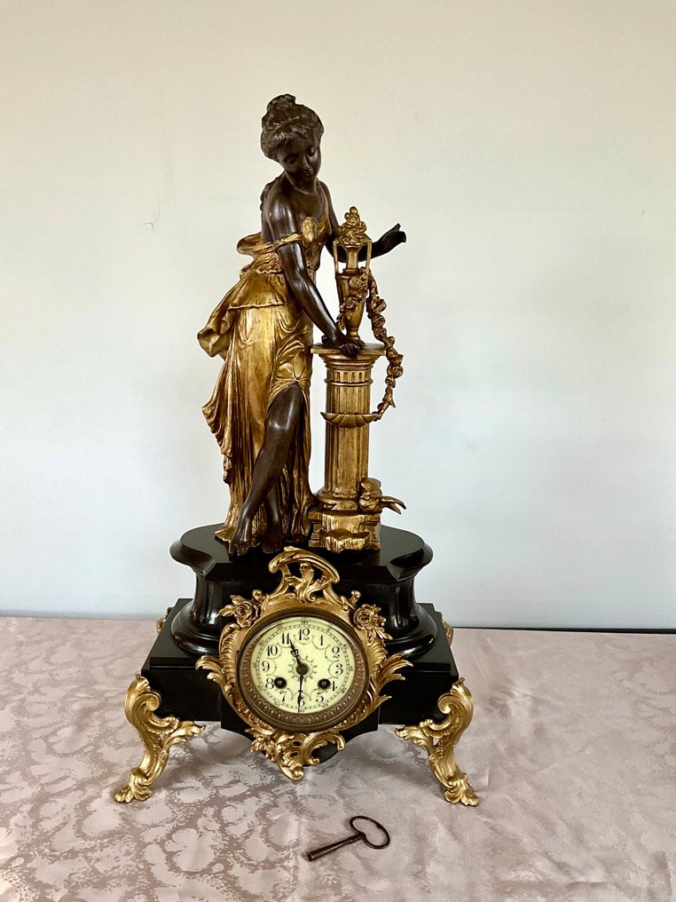 Kandallóóra - Cink (spelter), Üveg, Sárgaréz - 1850-1900 #3.2