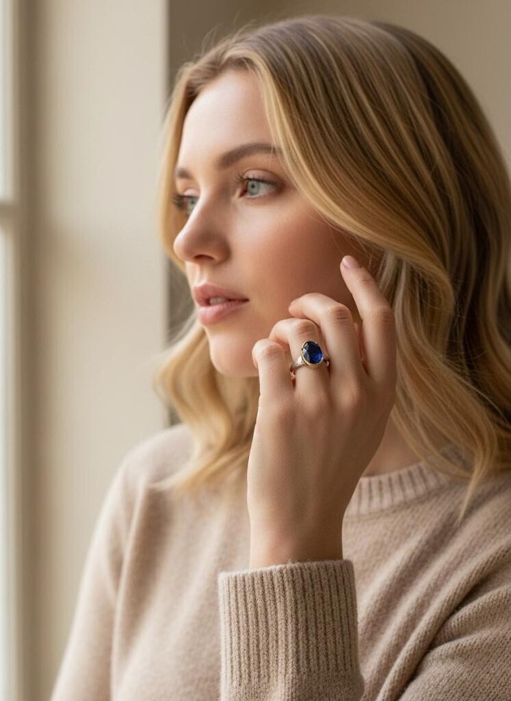 Senza prezzo di riserva - Anello - 18 carati Oro giallo, Argento - 1.82ct. tw. Zaffiro #2.1