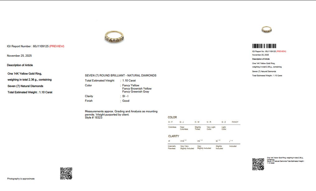 Nincs minimálár - Gyűrű - 14 kt. Sárga arany -  1.10ct. tw. Gyémánt (Természetes színű) - IGI #2.1