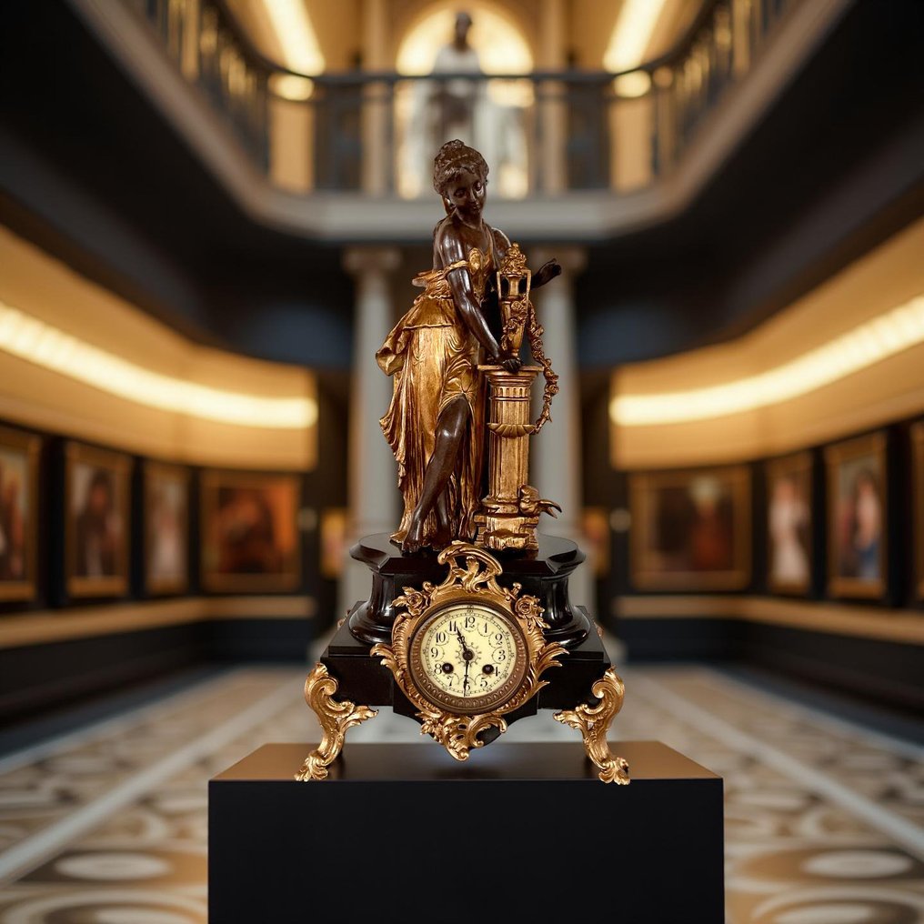 Kandallóóra - Cink (spelter), Üveg, Sárgaréz - 1850-1900 #1.0