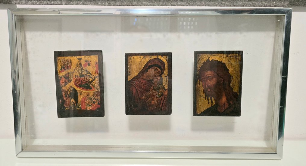  Triptykon (3) - Træ - 1950-1980 - Jesu fødsel, Guds Moder og Sankt Johannes Døberen  #1.0